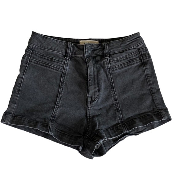 PACSUN 70's black high waist jean shorts sz 24 - Picture 2 of 9